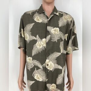 A [X] IST Men’s Tropical Shirt 100% Silk Olive Color Size XL/TG